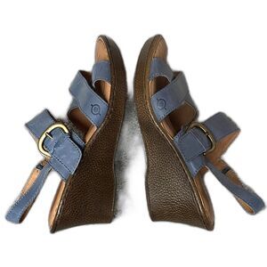 Born‎ Hand Crafted Footwear Platform Wedge Heels Blue Womens 10M